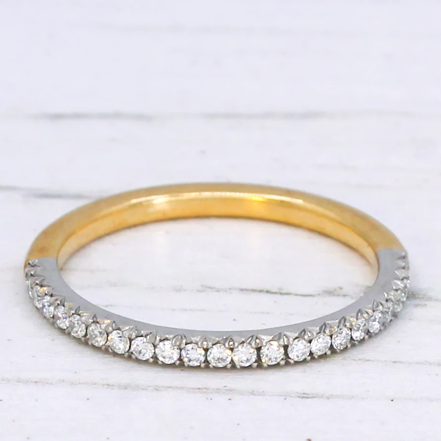 0.18 Carat Diamond Half Eternity, 18k Gold & Platinum, size M