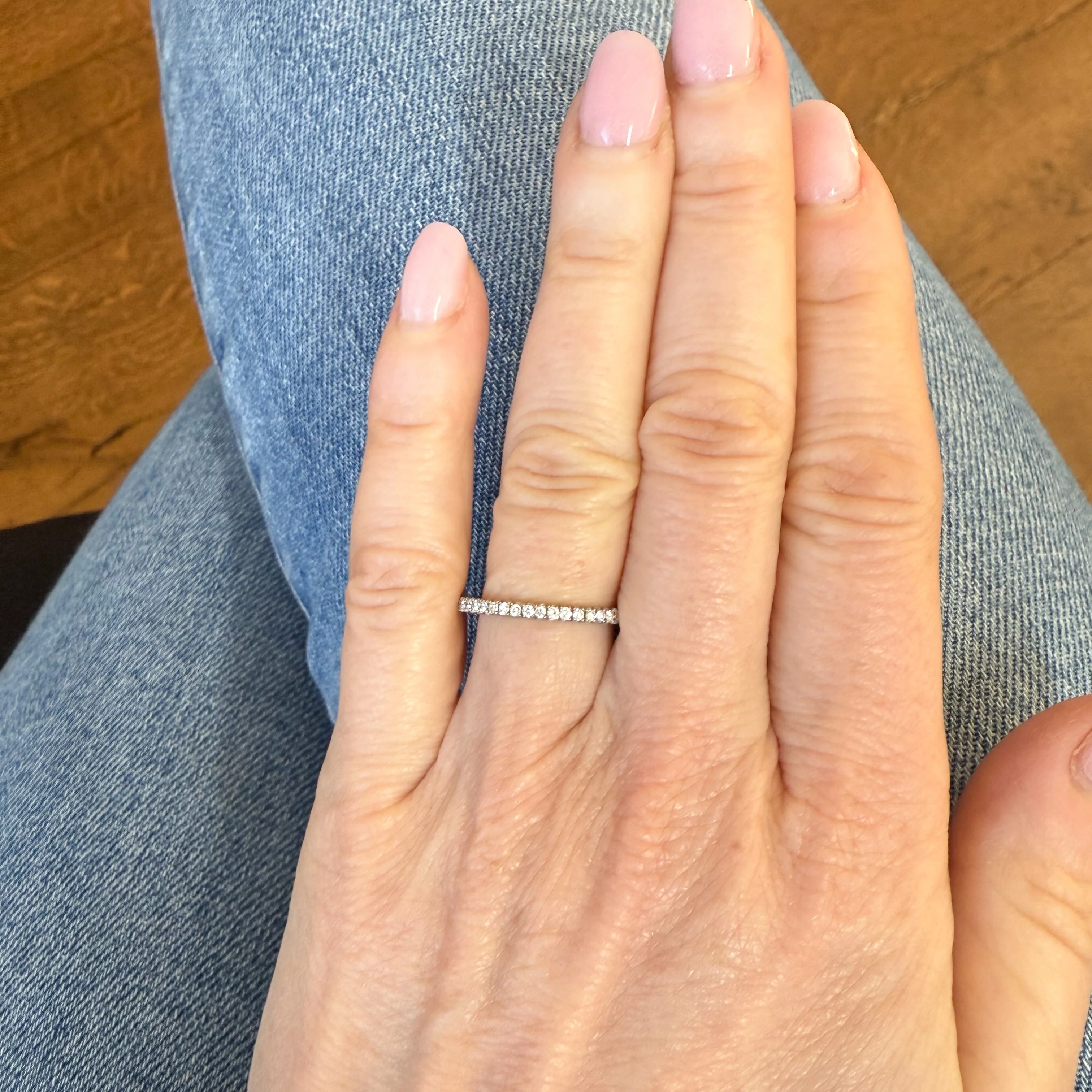 0.18 Carat Diamond Half Eternity, 18k Gold & Platinum, size M - Image 3