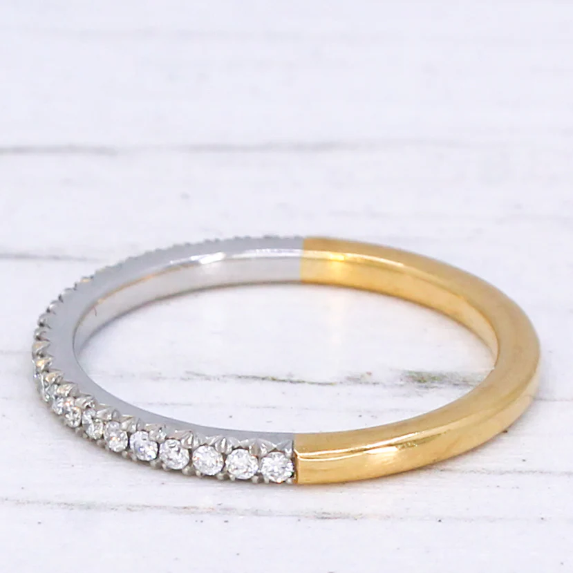 0.18 Carat Diamond Half Eternity, 18k Gold & Platinum, size M - Image 5