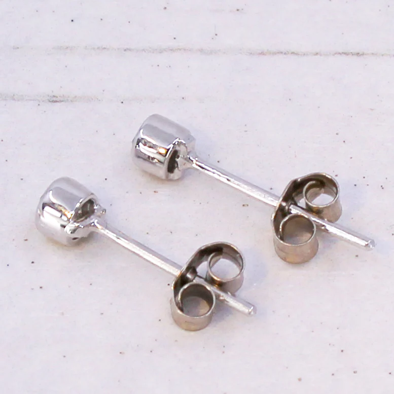 0.20 Carat Old Cut Diamond Stud Earrings, 18k White Gold - Image 6