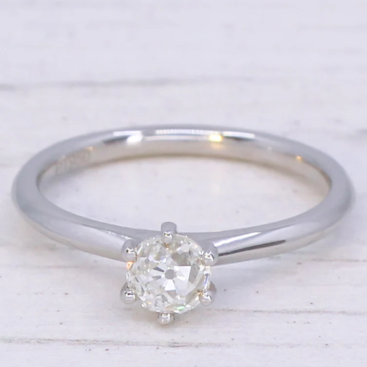 0.58 Carat Old Cut Diamond Engagement Ring, Platinum - Image 3