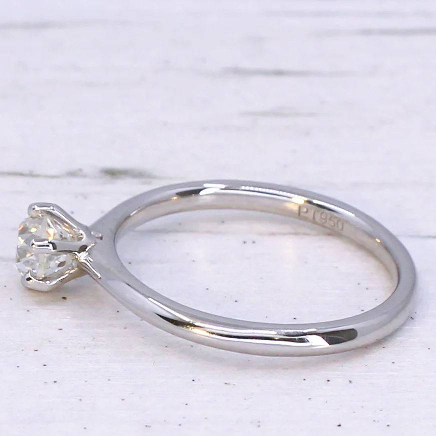 0.58 Carat Old Cut Diamond Engagement Ring, Platinum - Image 4