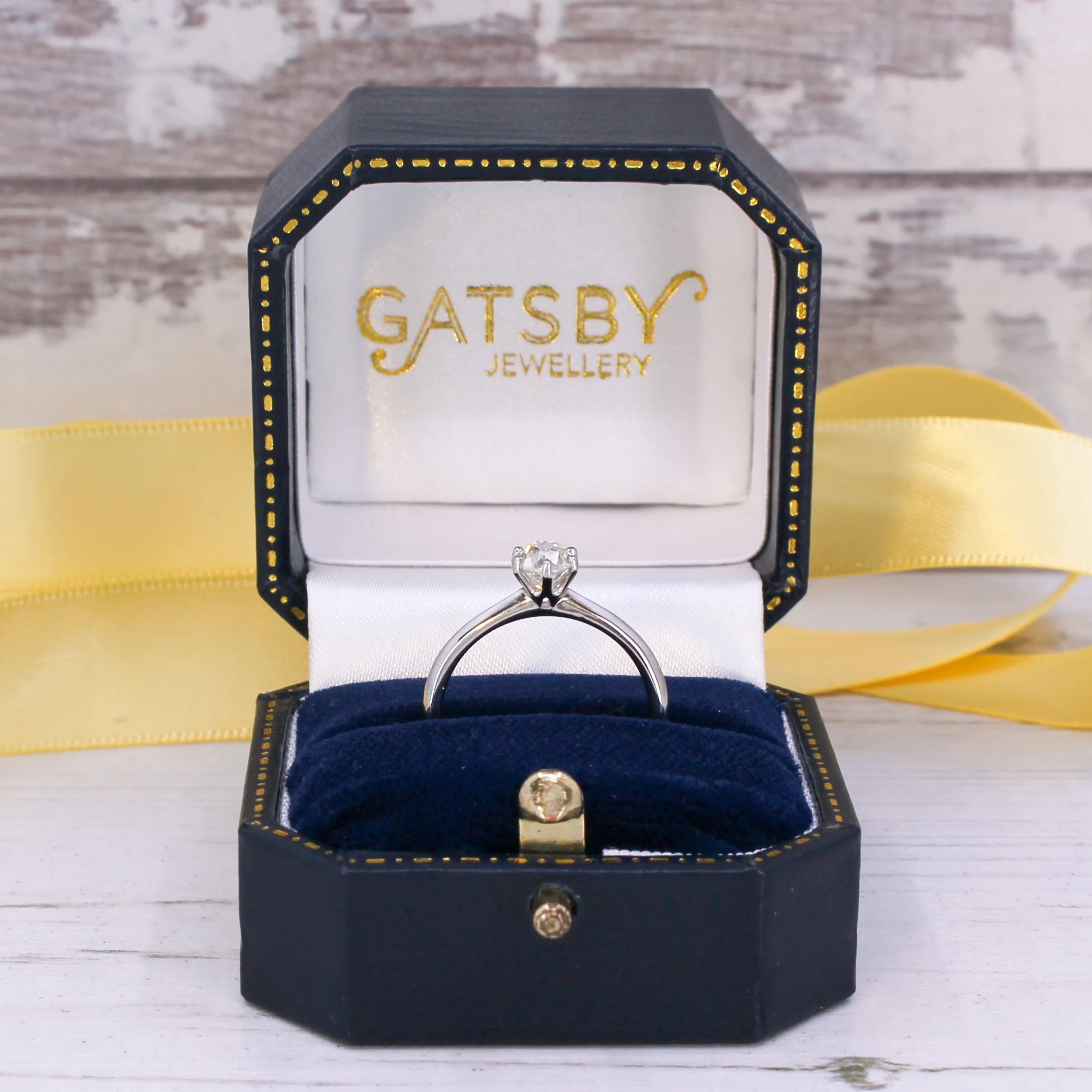 0.58 Carat Old Cut Diamond Engagement Ring, Platinum - Image 8