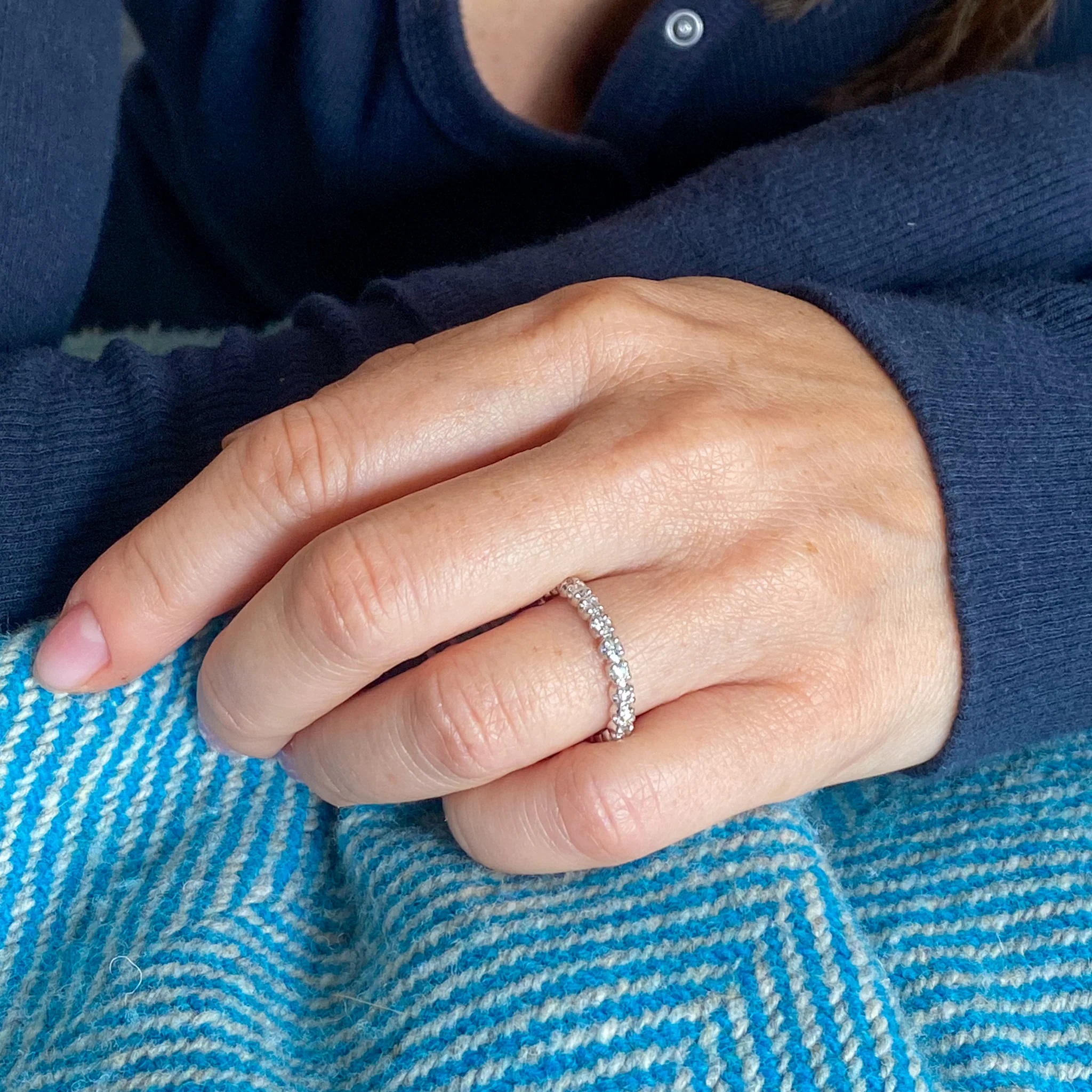 0.66 Carat Diamond Full Eternity Ring, 18k White Gold, size N 1/2 - Image 3