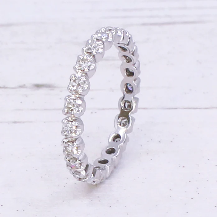 0.66 Carat Diamond Full Eternity Ring, 18k White Gold, size N 1/2 - Image 4