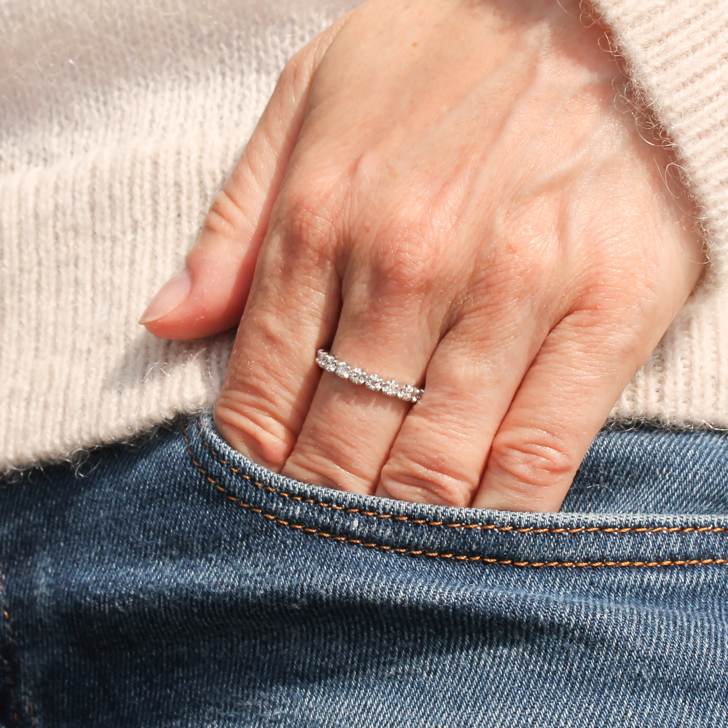 0.66 Carat Diamond Full Eternity Ring, 18k White Gold, size N 1/2 - Image 7