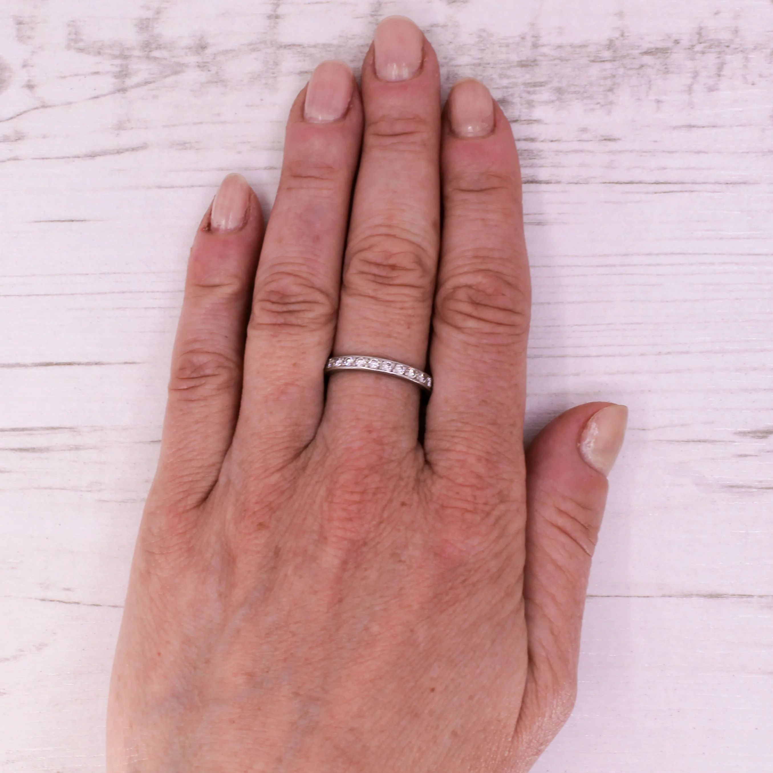 0.78 Carat Round Brilliant Cut Diamond Full Eternity Ring, Platinum, size N 1/2 - Image 4