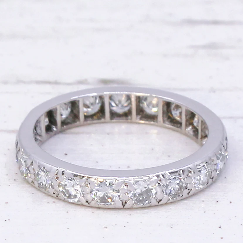 0.95 Carat Round Brilliant Cut Diamond Full Eternity Ring, Platinum, size M