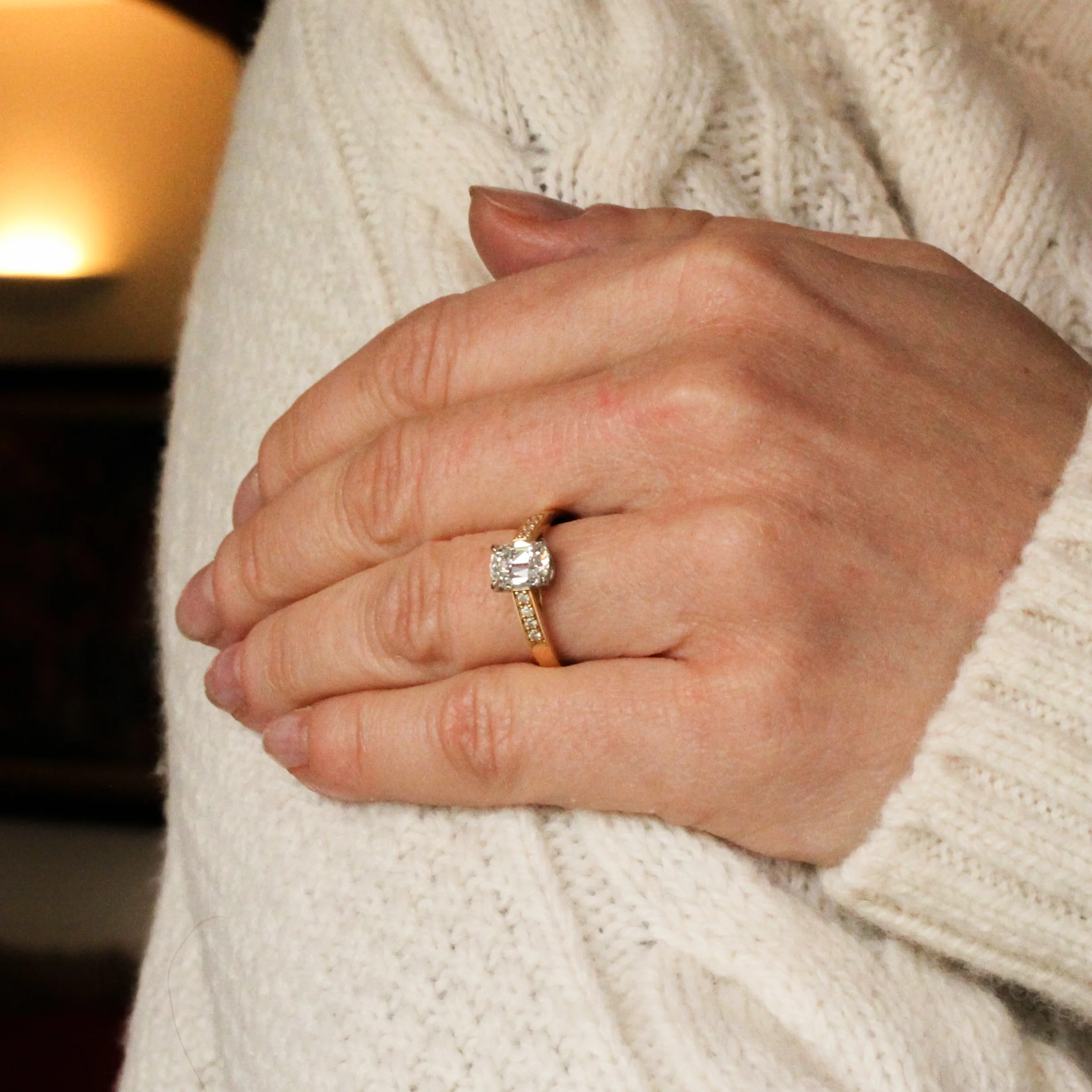 1.03 Carat Old Mine Cut Diamond Solitaire Ring, GIA E/VS1 - Image 2