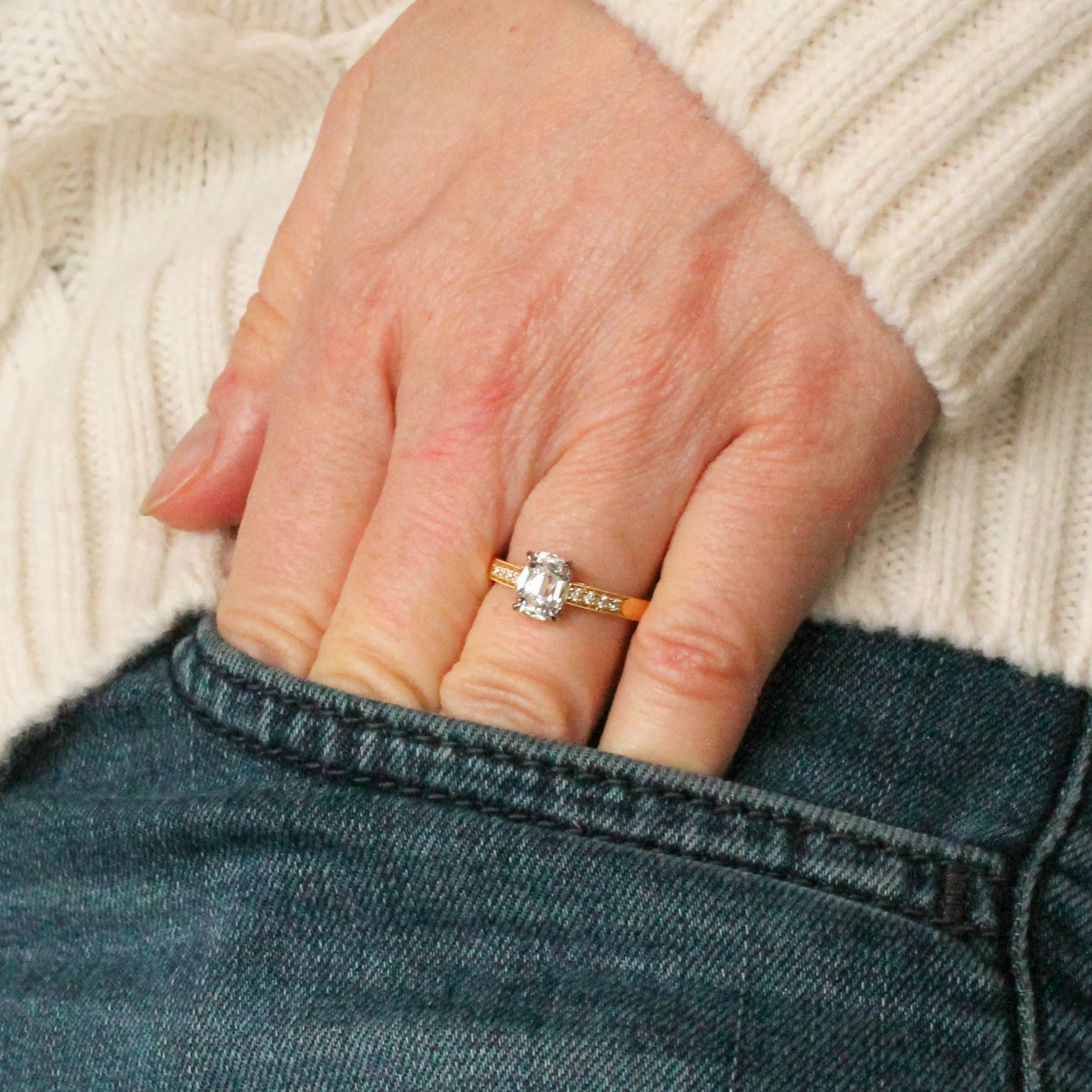 1.03 Carat Old Mine Cut Diamond Solitaire Ring, GIA E/VS1 - Image 6