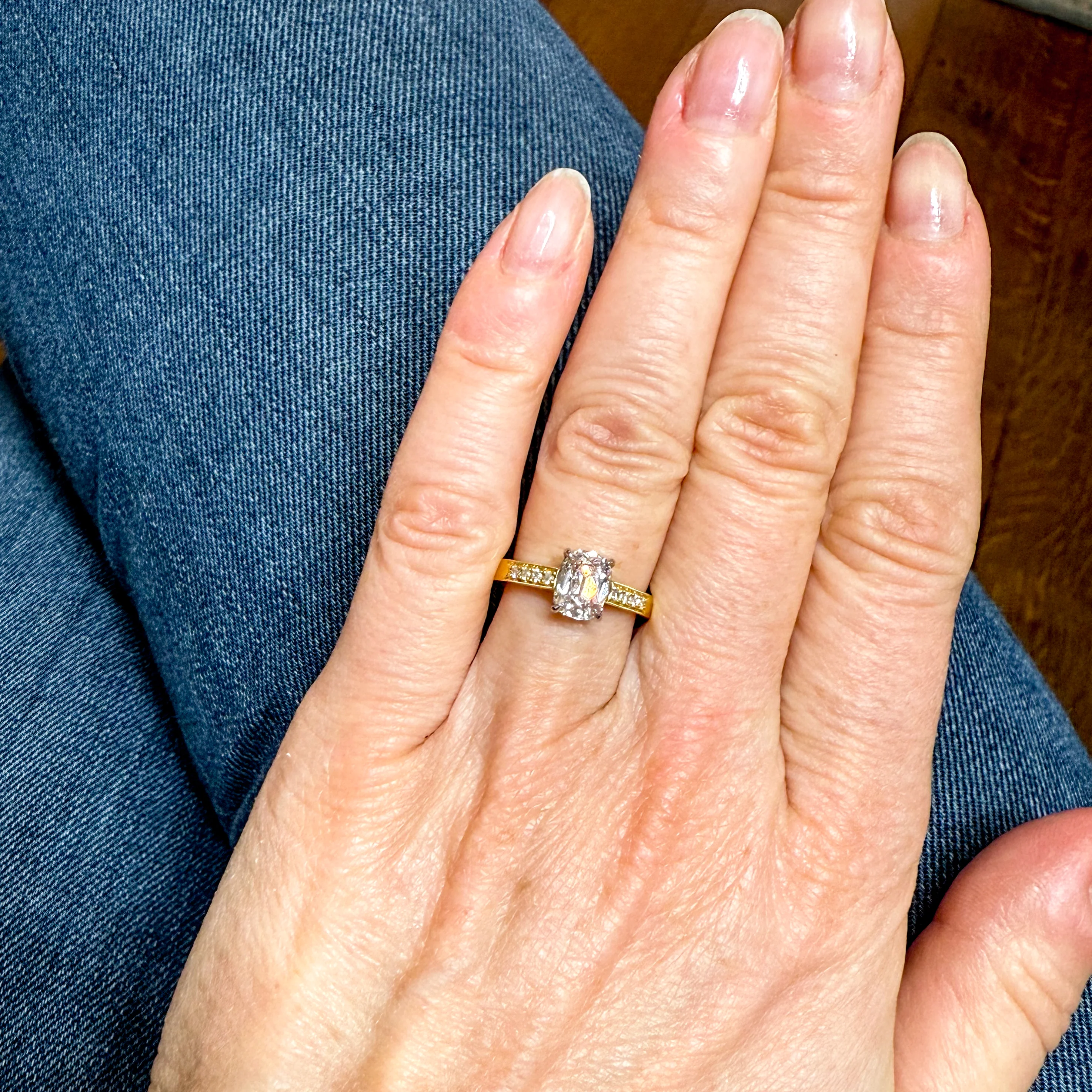 1.03 Carat Old Mine Cut Diamond Solitaire Ring, GIA E/VS1 - Image 7