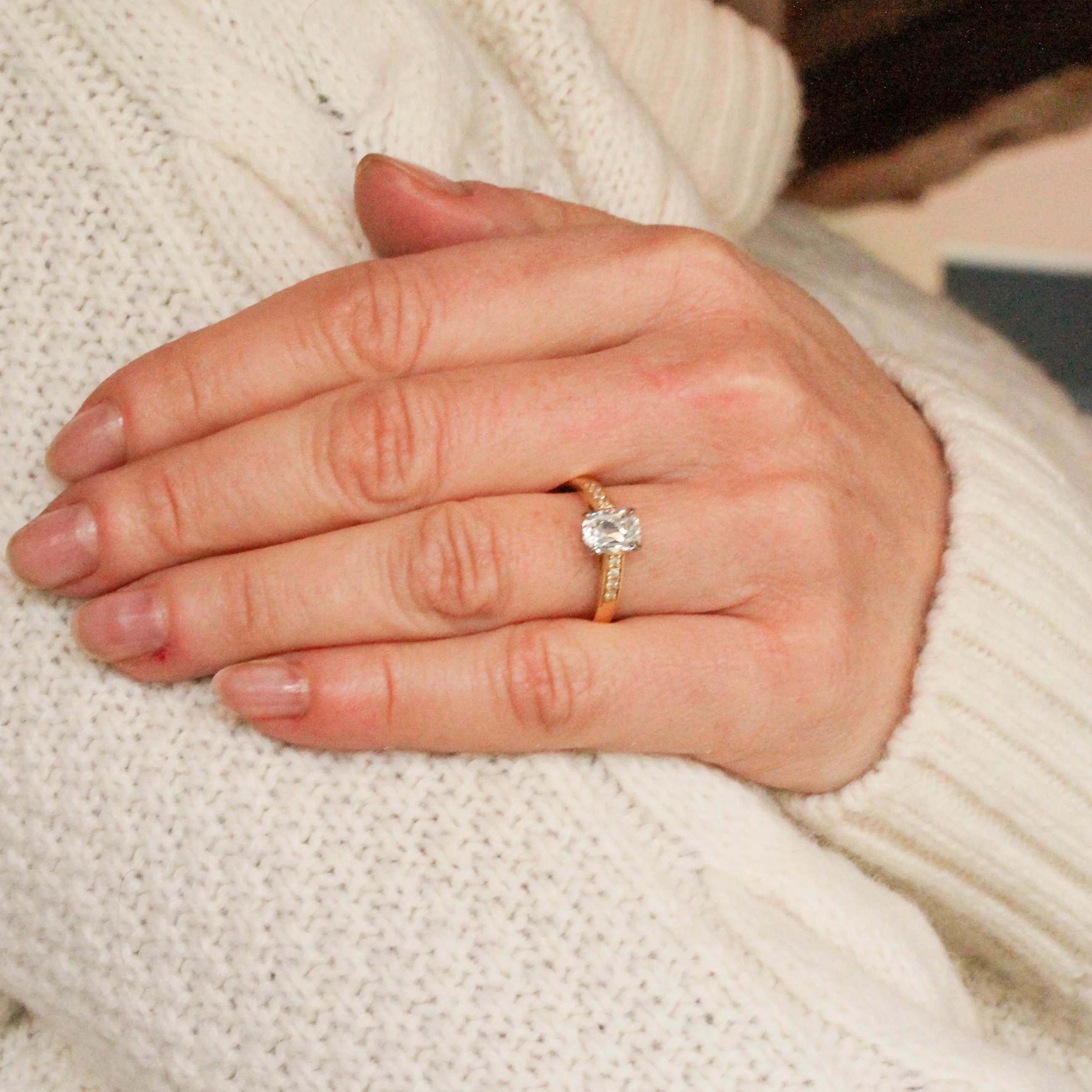 1.03 Carat Old Mine Cut Diamond Solitaire Ring, GIA E/VS1 - Image 8