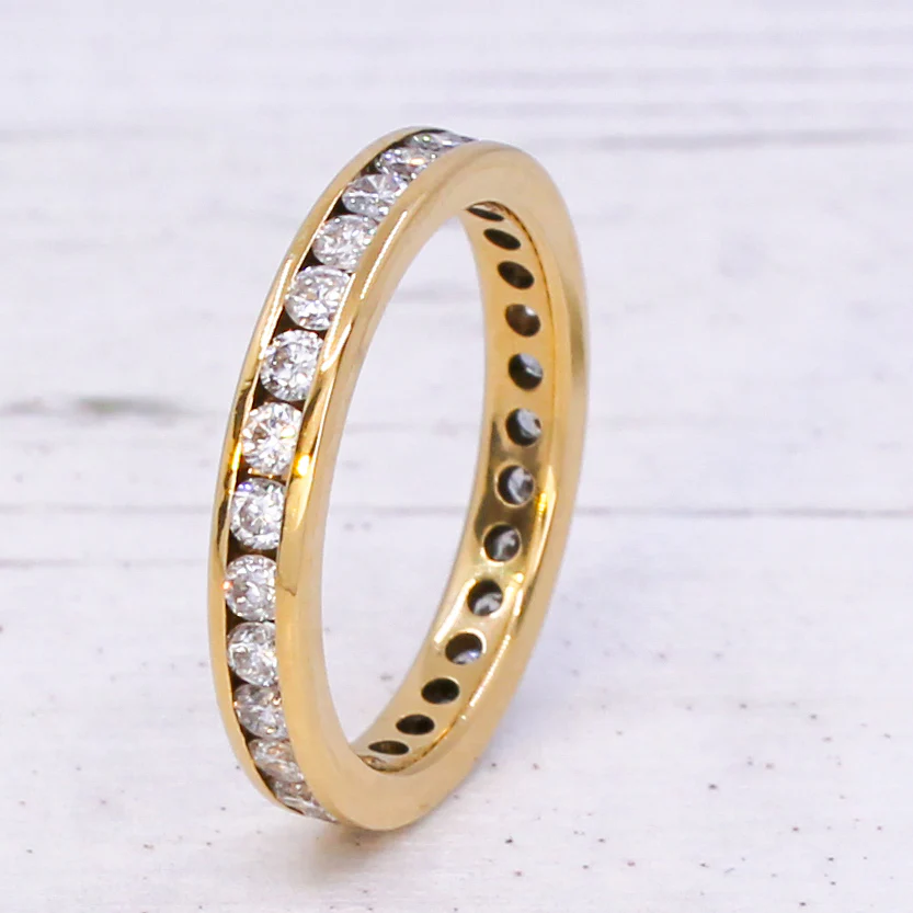 1.04 Carat Round Brilliant Cut Diamond Full Eternity Ring, 18k Yellow Gold, size L 1/2 - Image 4