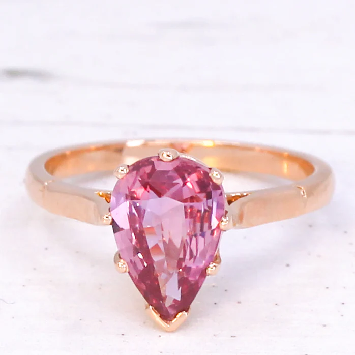 1.69 Carat Unheated Padparadscha Sapphire Solitaire Ring, 18k Rose Gold - Image 3