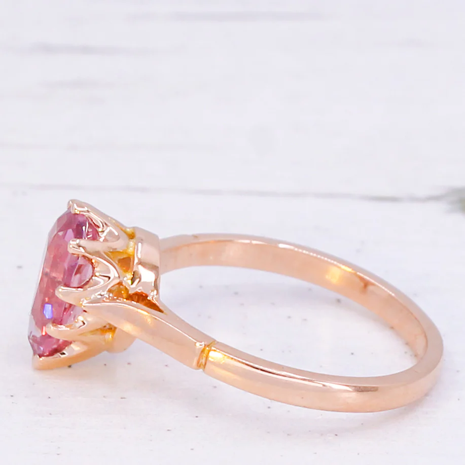 1.69 Carat Unheated Padparadscha Sapphire Solitaire Ring, 18k Rose Gold - Image 4