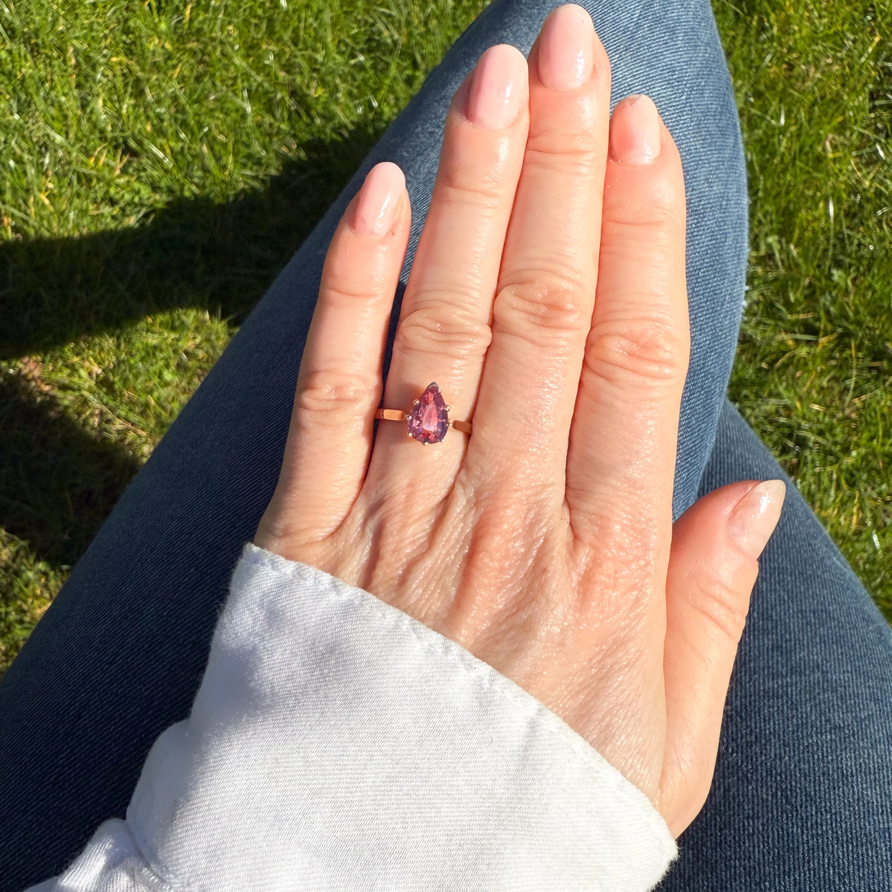 1.69 Carat Unheated Padparadscha Sapphire Solitaire Ring, 18k Rose Gold - Image 6
