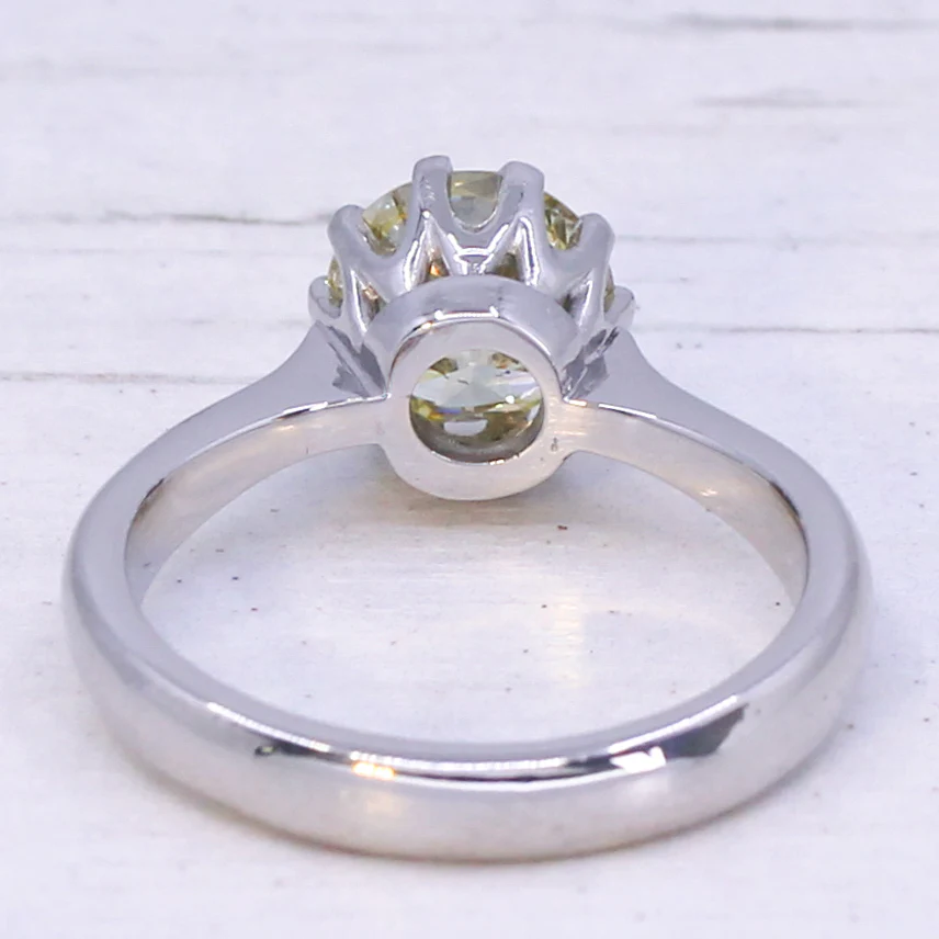 2.00 Carat Fancy Light Yellow Transitional Cut Diamond Solitaire Ring - Image 4