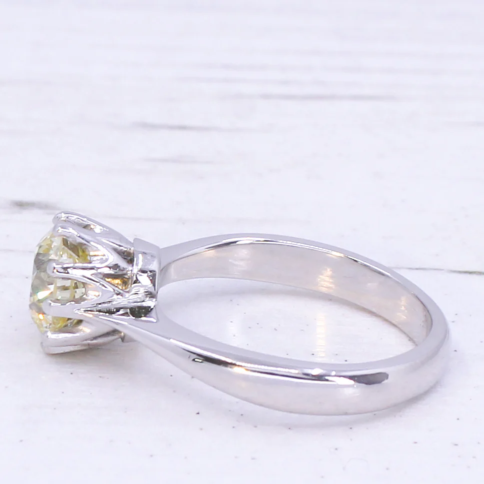 2.00 Carat Fancy Light Yellow Transitional Cut Diamond Solitaire Ring - Image 5