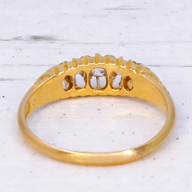 Antique 0.25 Carat Old Cut Diamond Five Stone Ring, dated 1906 - Image 5