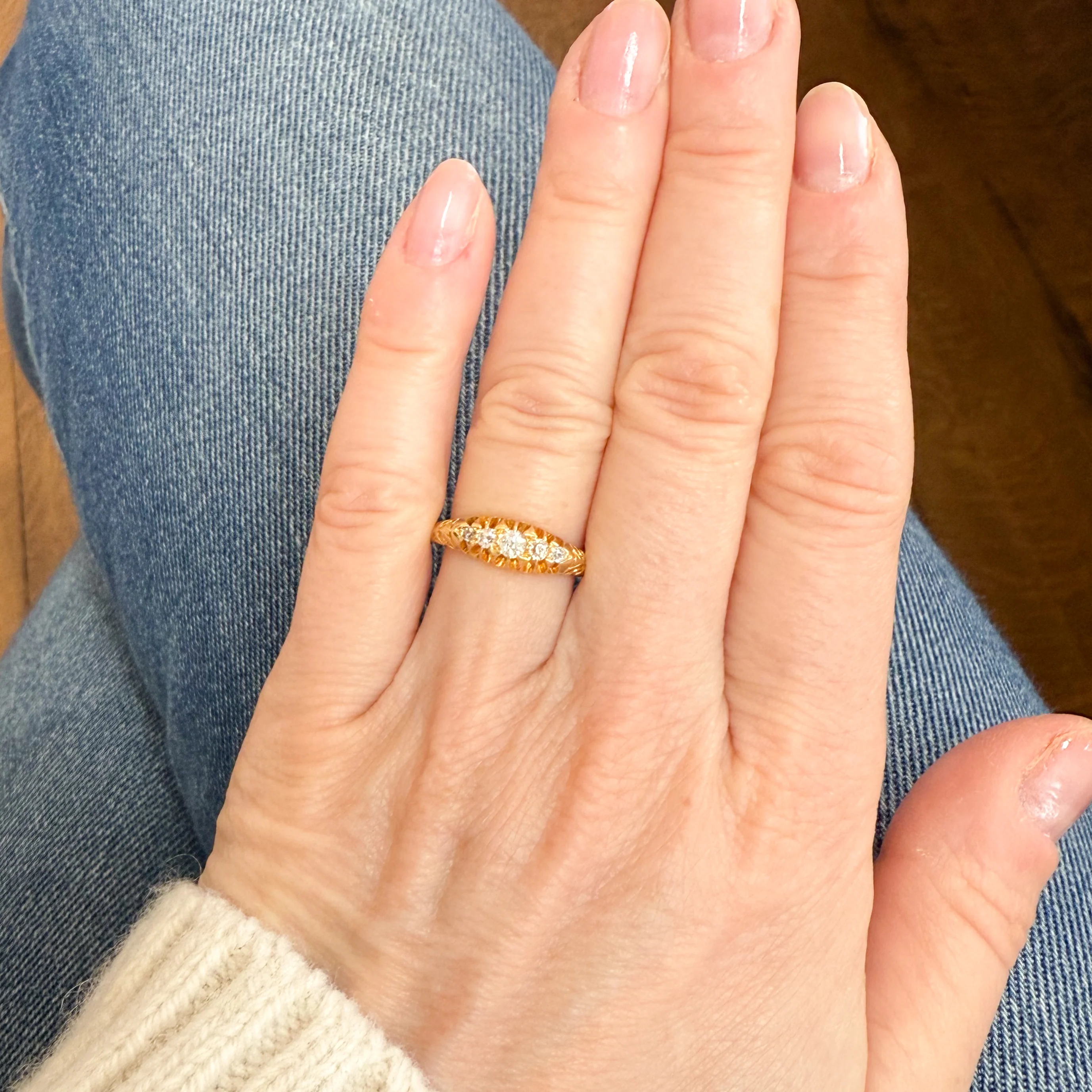Antique 0.25 Carat Old Cut Diamond Five Stone Ring, dated 1906 - Image 6