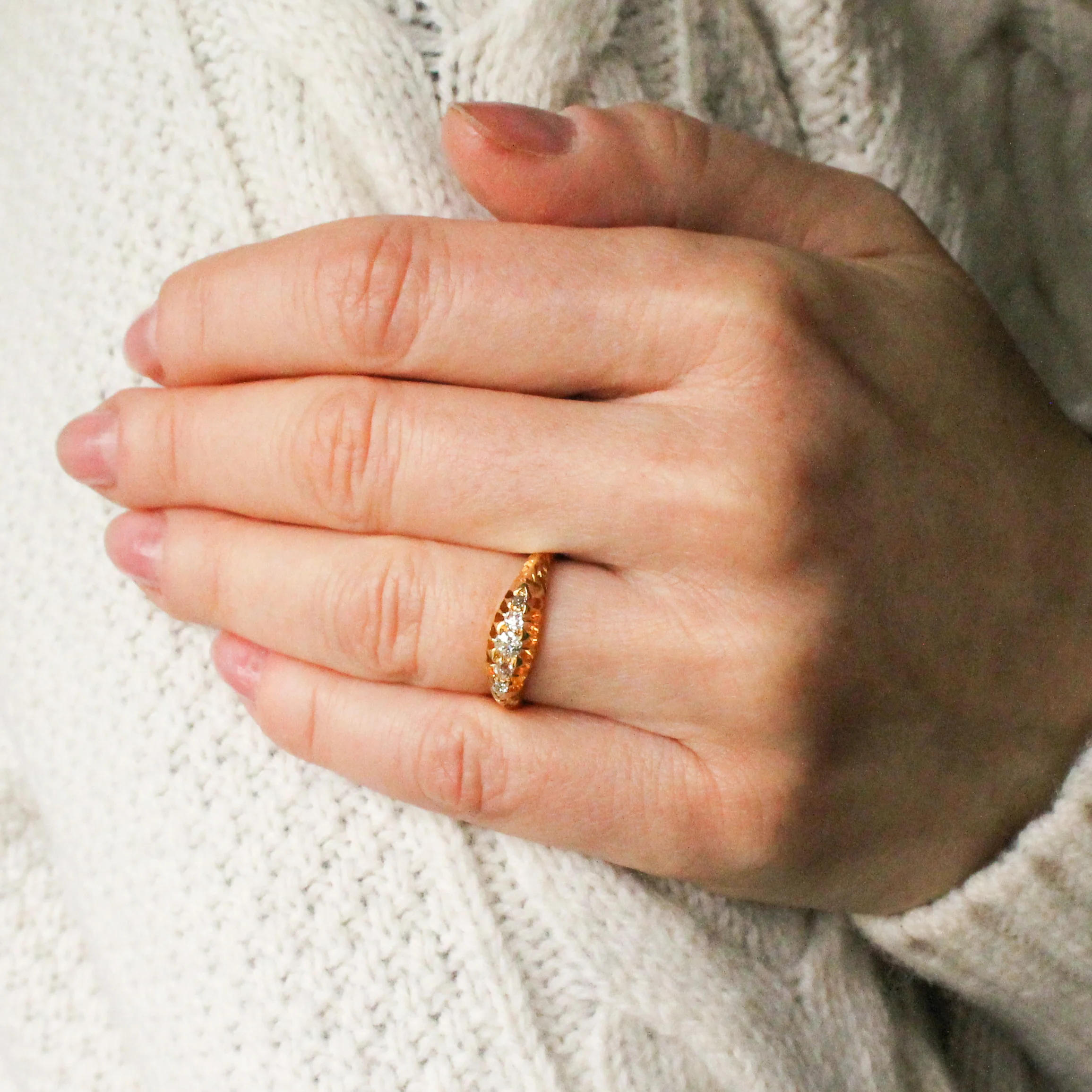 Antique 0.25 Carat Old Cut Diamond Five Stone Ring, dated 1906 - Image 7