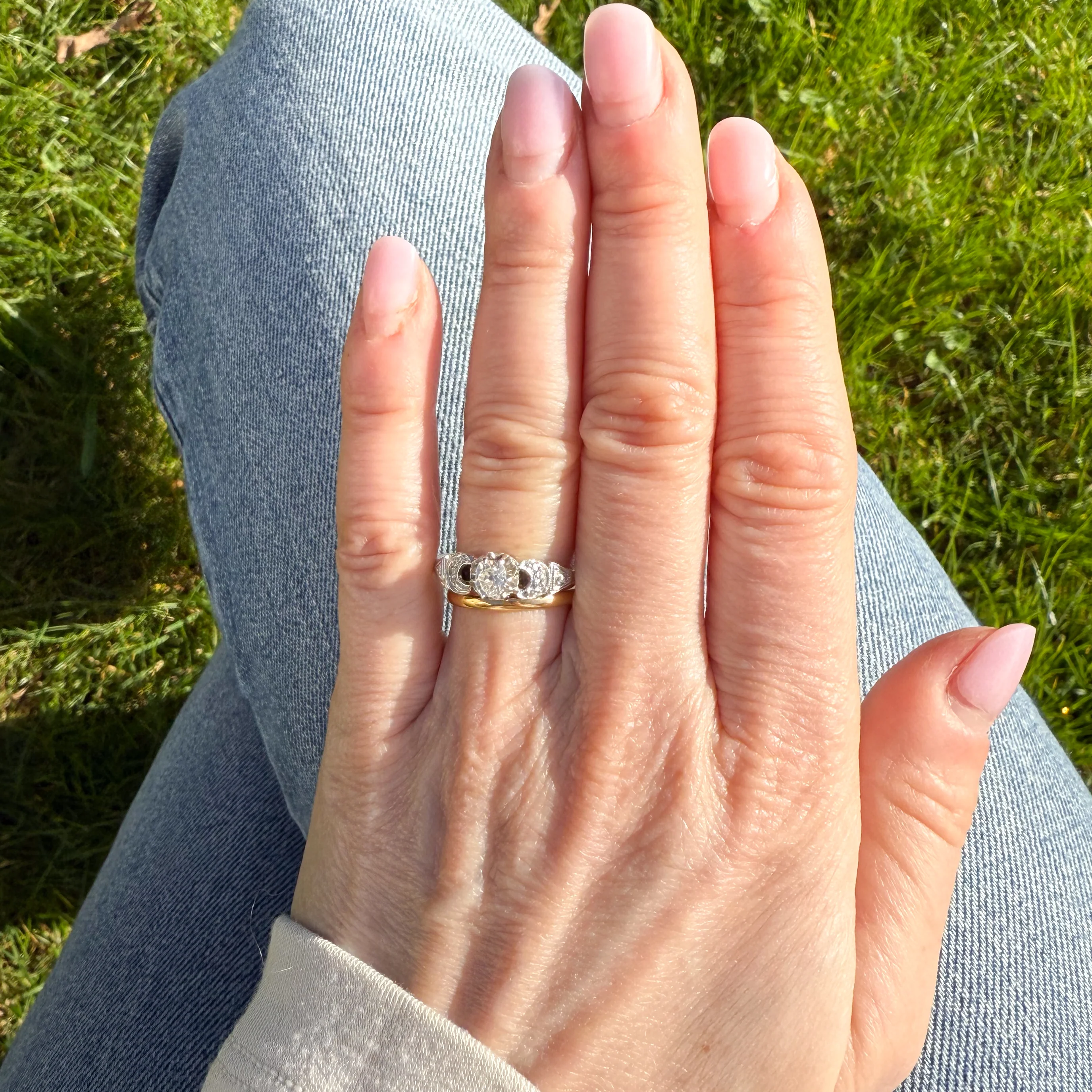 Antique 0.35 Carat Old Cut Diamond Engagement Ring, circa 1910 - Image 6