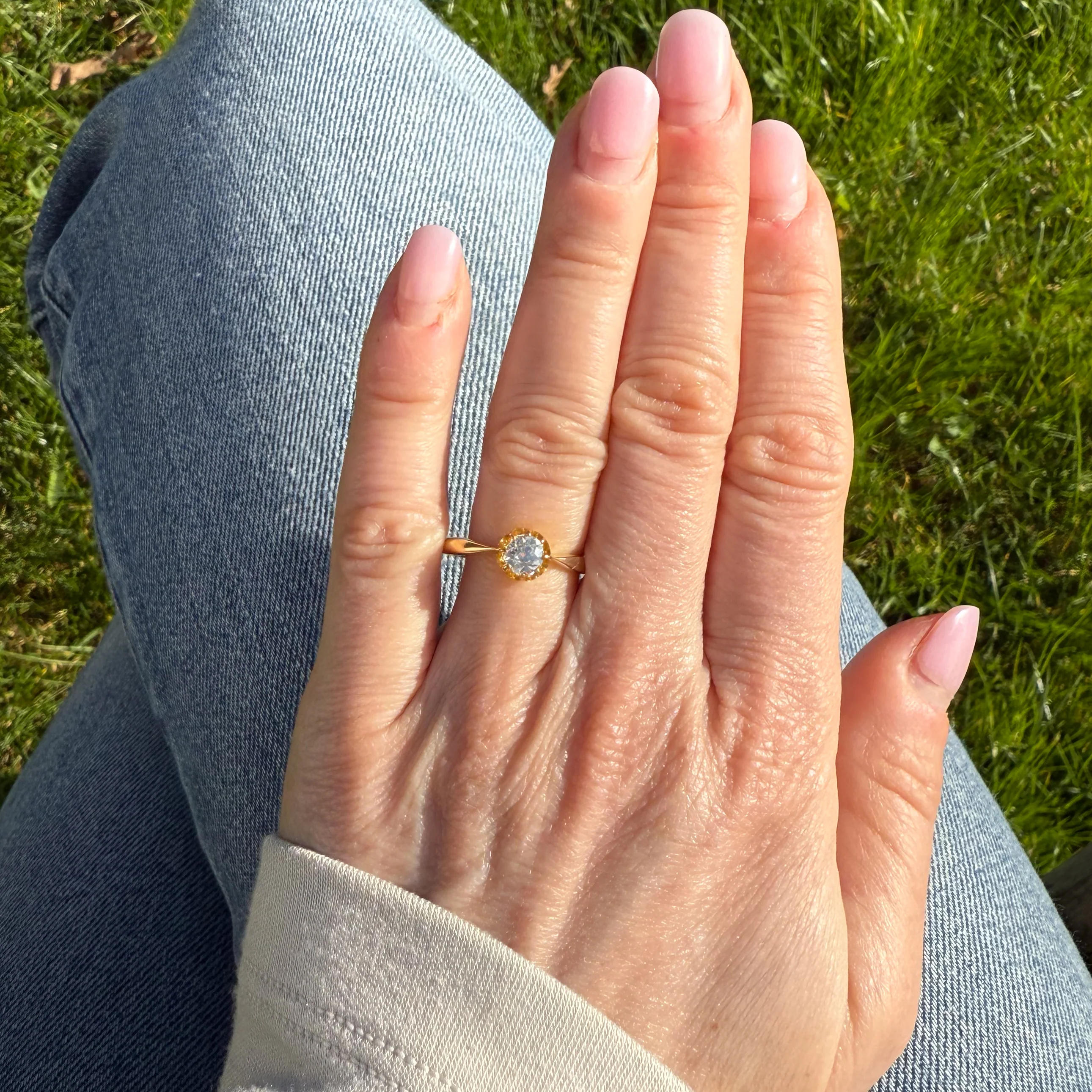 Antique 0.60 Carat Old Cut Diamond Solitaire Ring, circa 1915 - Image 7