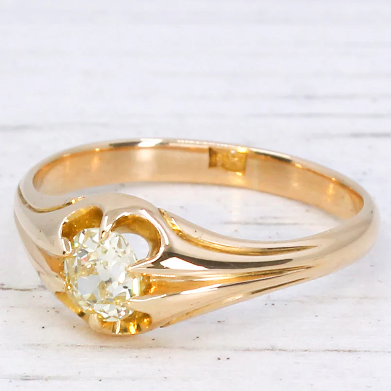 Antique 0.72 Carat Fancy Yellow Old Cut Diamond Ring, circa 1900