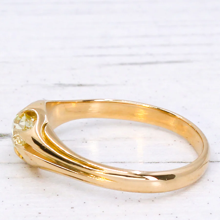 Antique 0.72 Carat Fancy Yellow Old Cut Diamond Ring, circa 1900 - Image 5