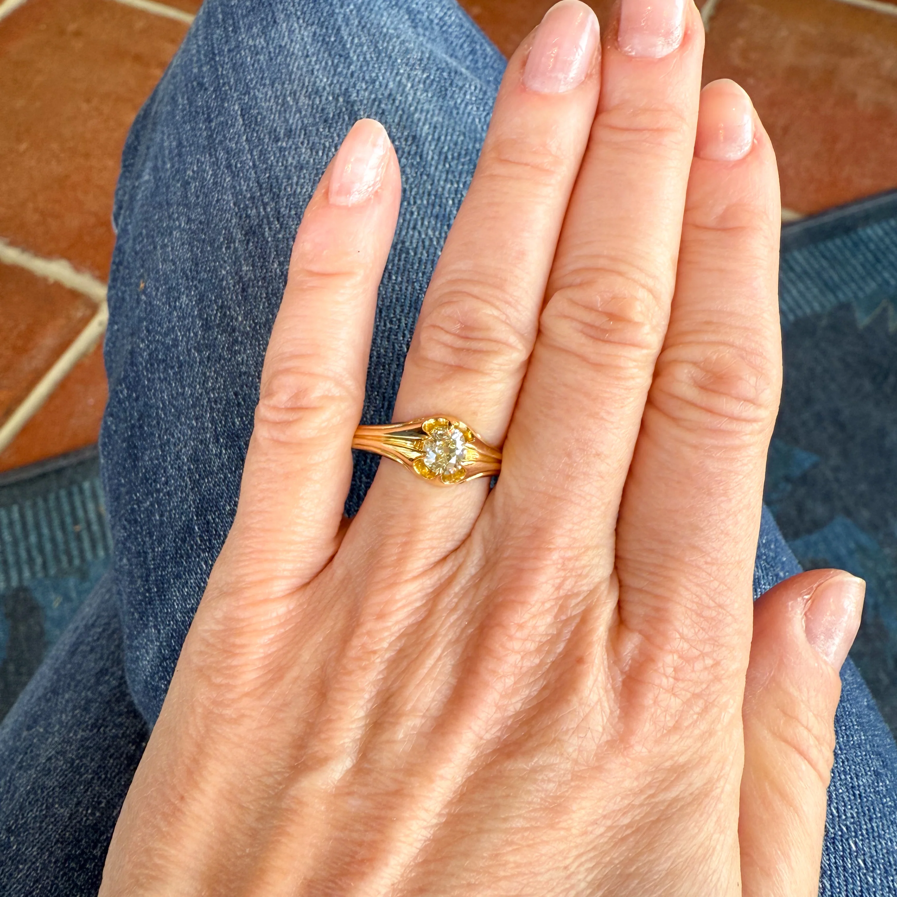 Antique 0.72 Carat Fancy Yellow Old Cut Diamond Ring, circa 1900 - Image 6