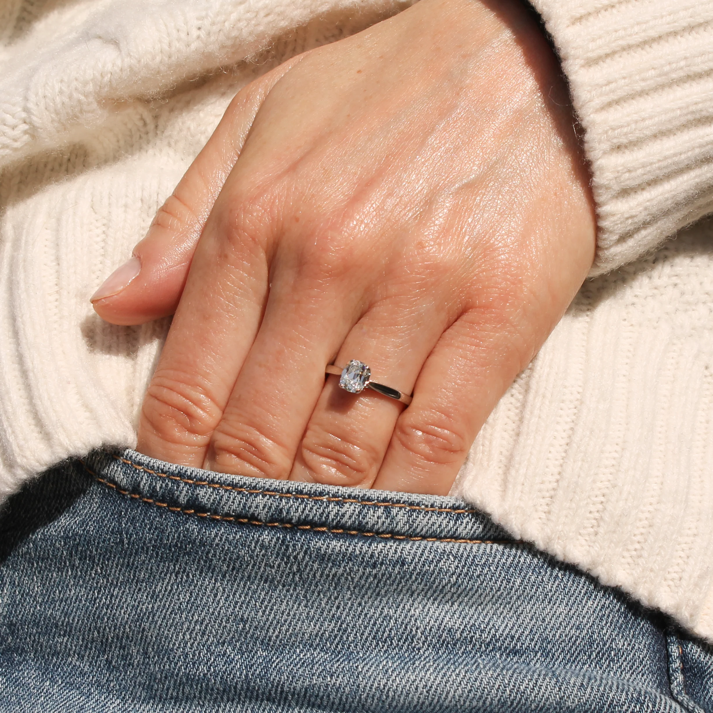 Antique 0.76 Carat Old Cut Diamond Engagement Ring, circa 1925 - Image 2