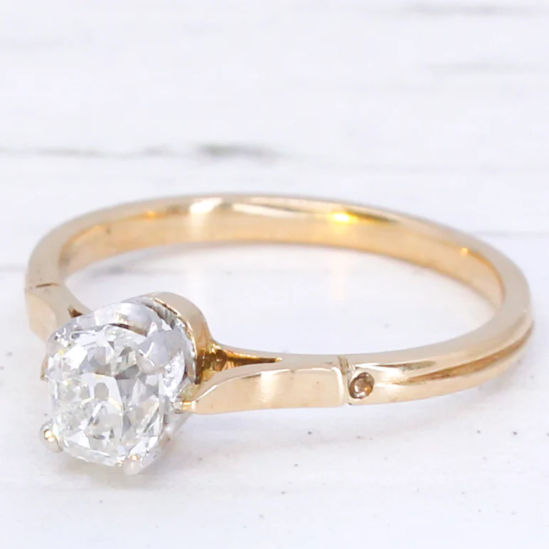 Antique 0.79 Carat Old Cut Diamond Engagement Ring, circa 1920