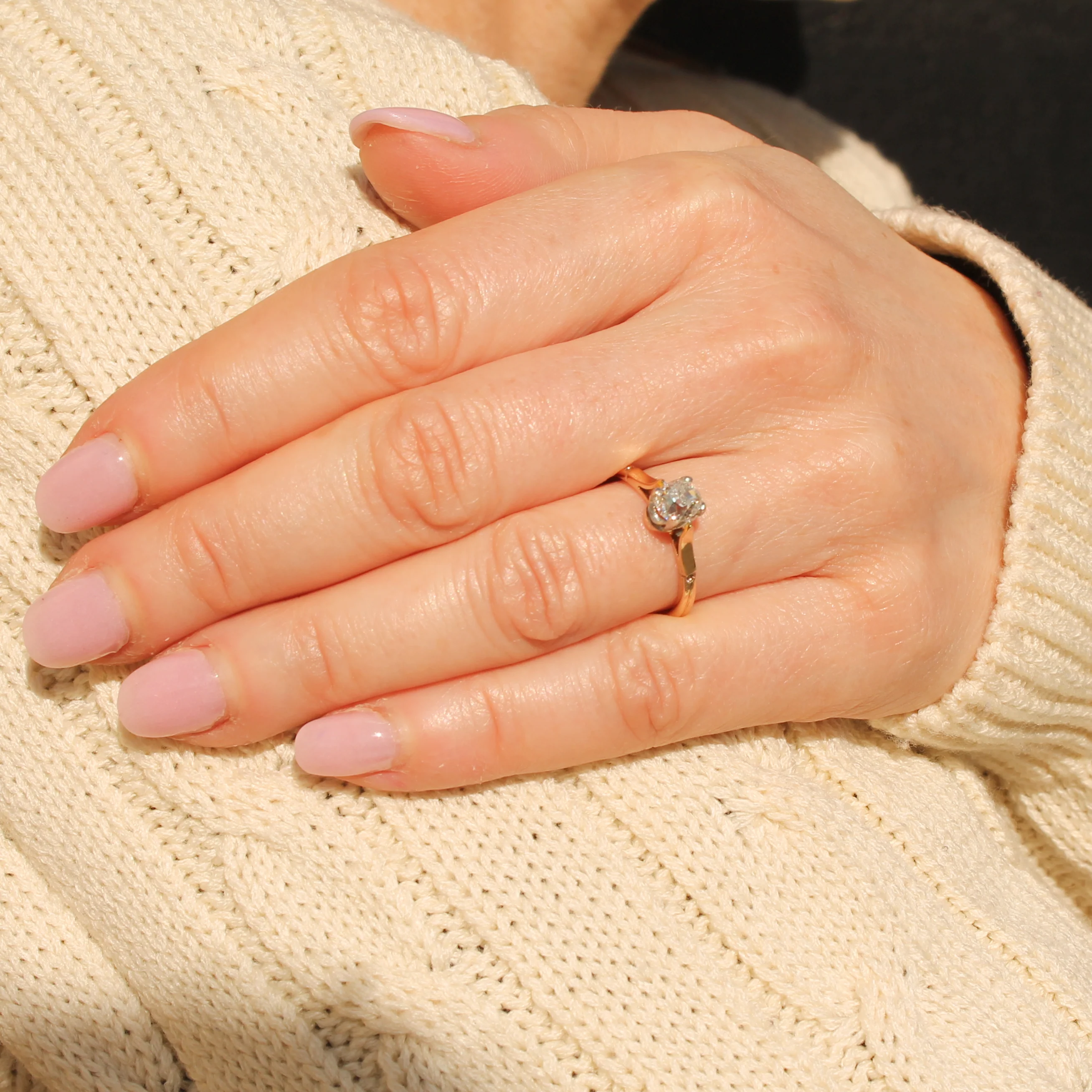 Antique 0.79 Carat Old Cut Diamond Engagement Ring, circa 1920 - Image 7