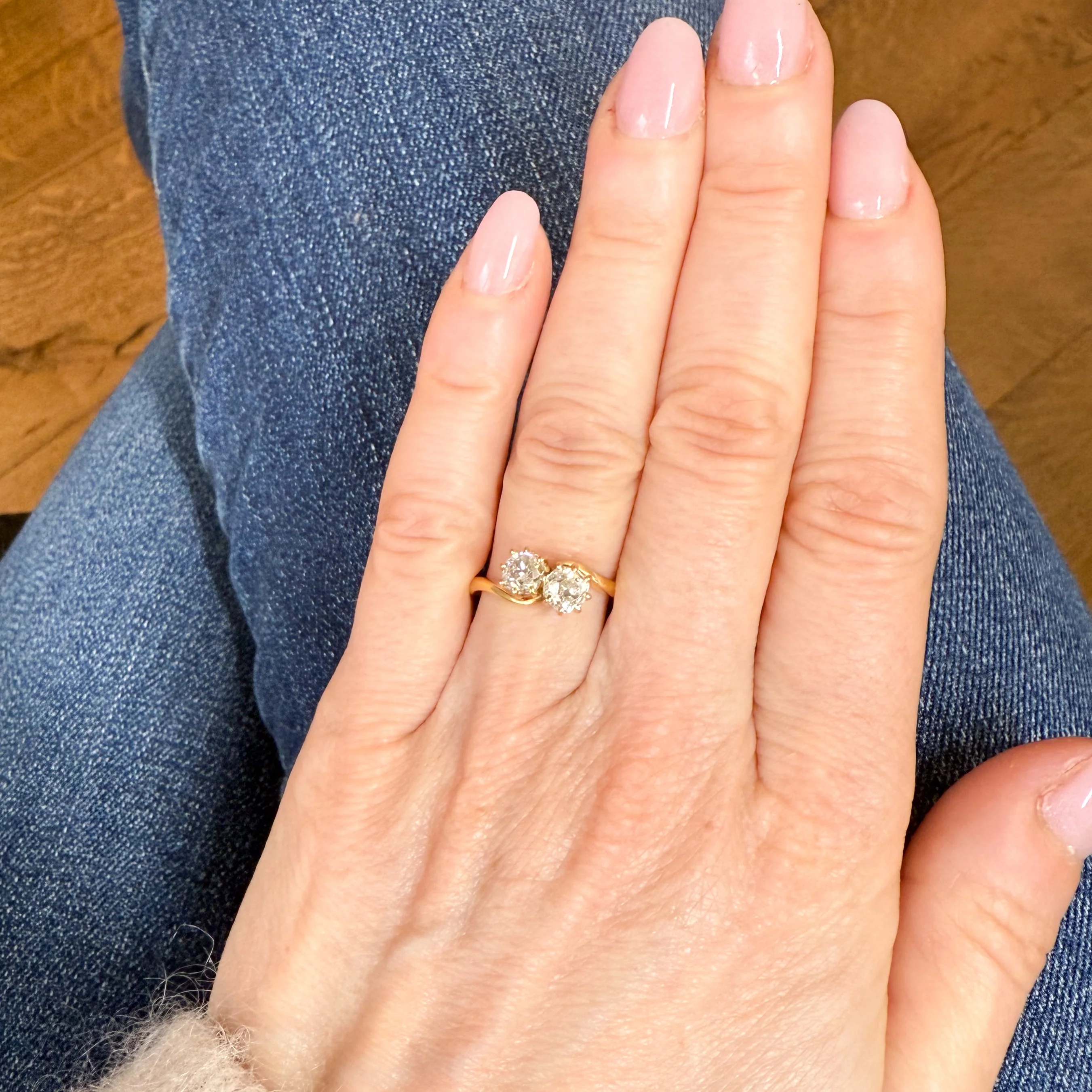 Antique 1.20 Carat Old Cut Diamond Toi et Moi Ring, circa 1910 - Image 6