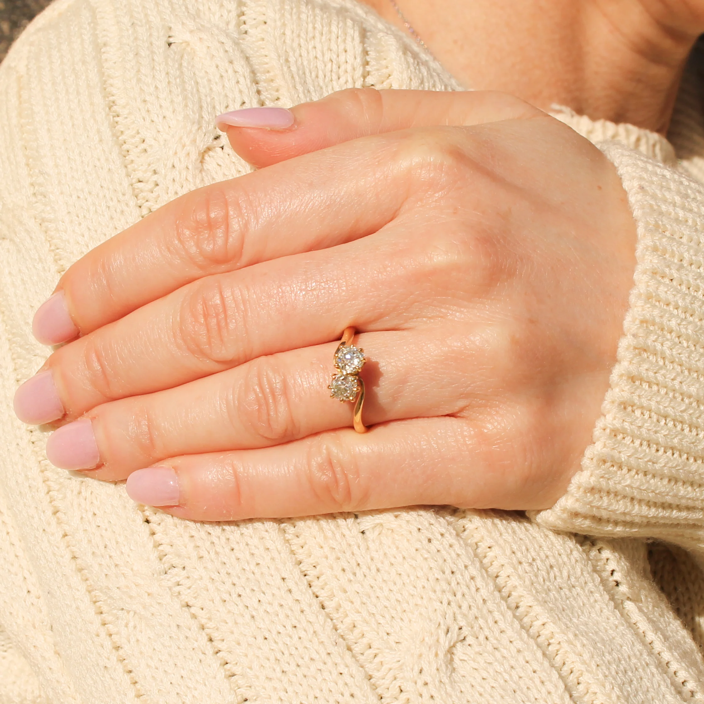 Antique 1.20 Carat Old Cut Diamond Toi et Moi Ring, circa 1910 - Image 7