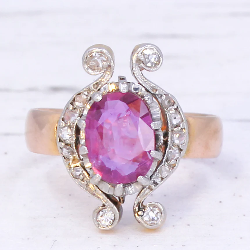 Antique 1.30 Unheated Ceylon Pink Sapphire Ring, circa 1905 - Image 3