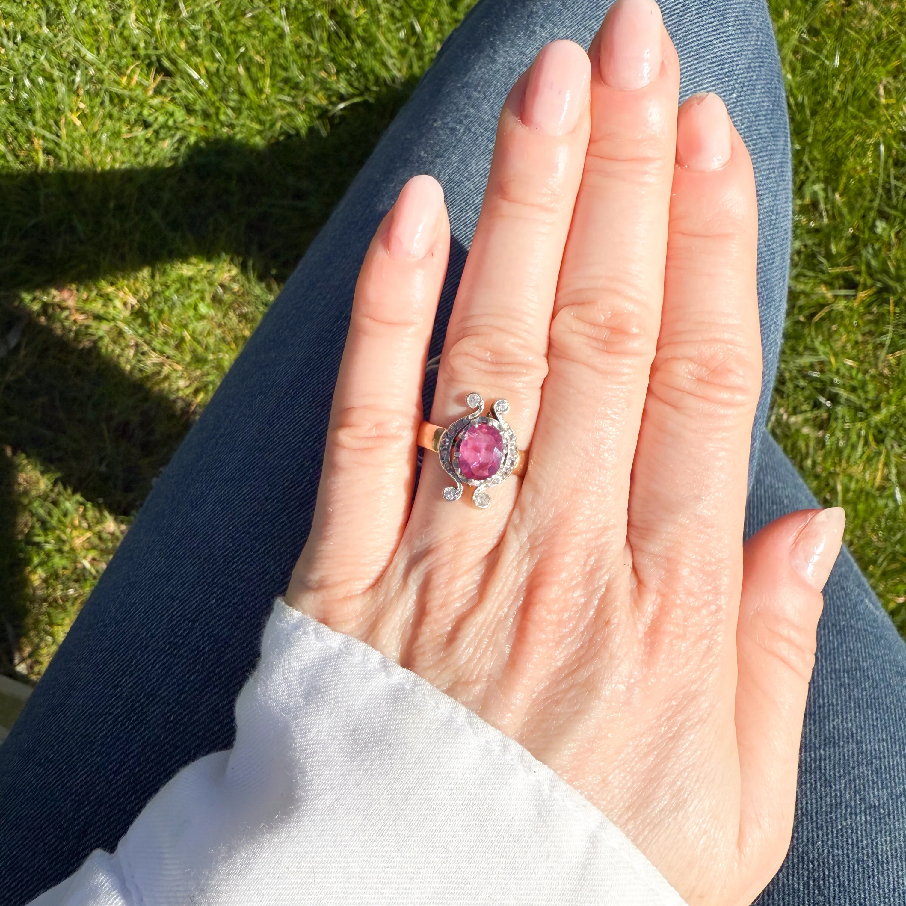 Antique 1.30 Unheated Ceylon Pink Sapphire Ring, circa 1905 - Image 6