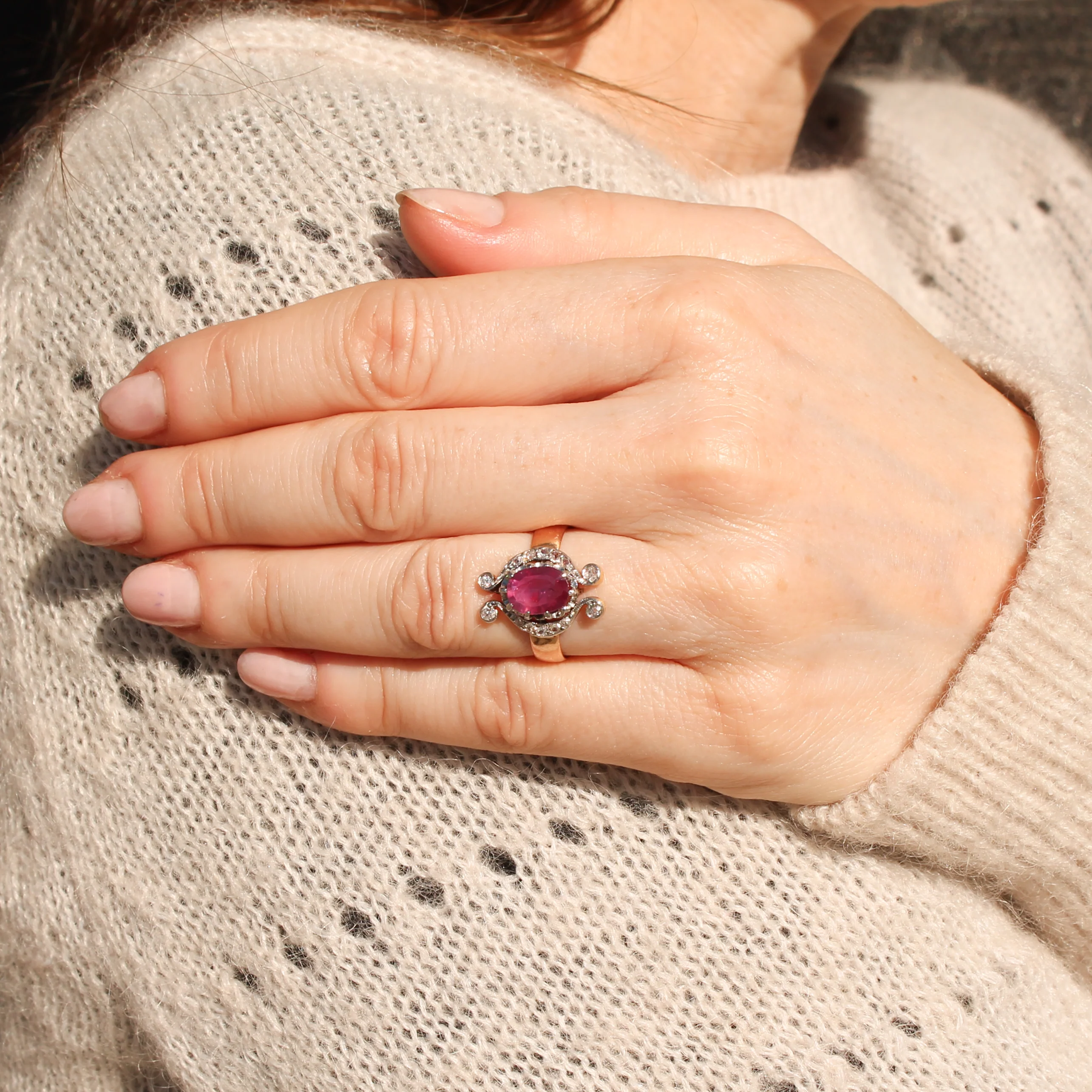 Antique 1.30 Unheated Ceylon Pink Sapphire Ring, circa 1905 - Image 7