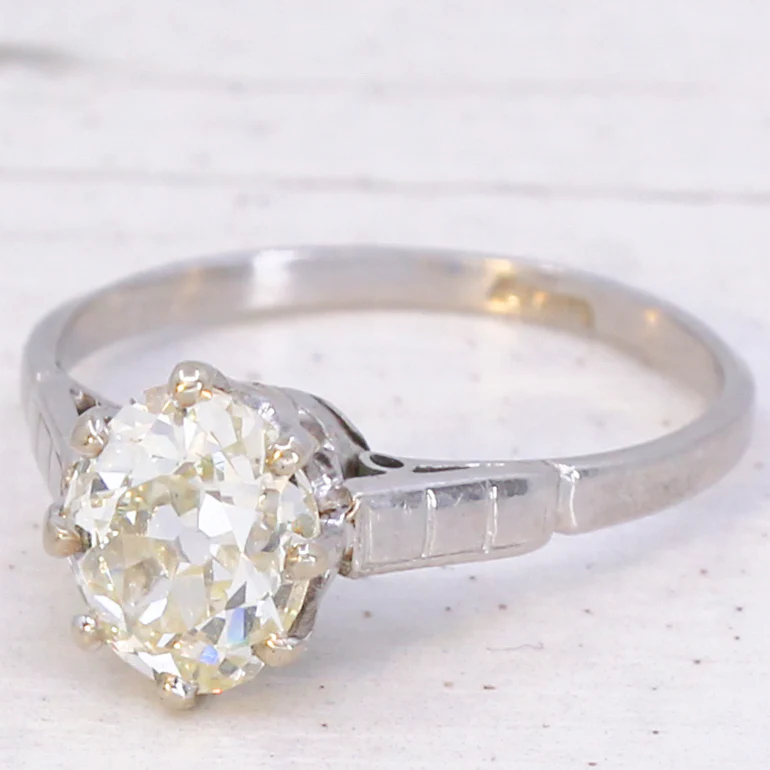 Antique 1.41 Carat Old Oval Cut Diamond Engagement Ring, circa 1925