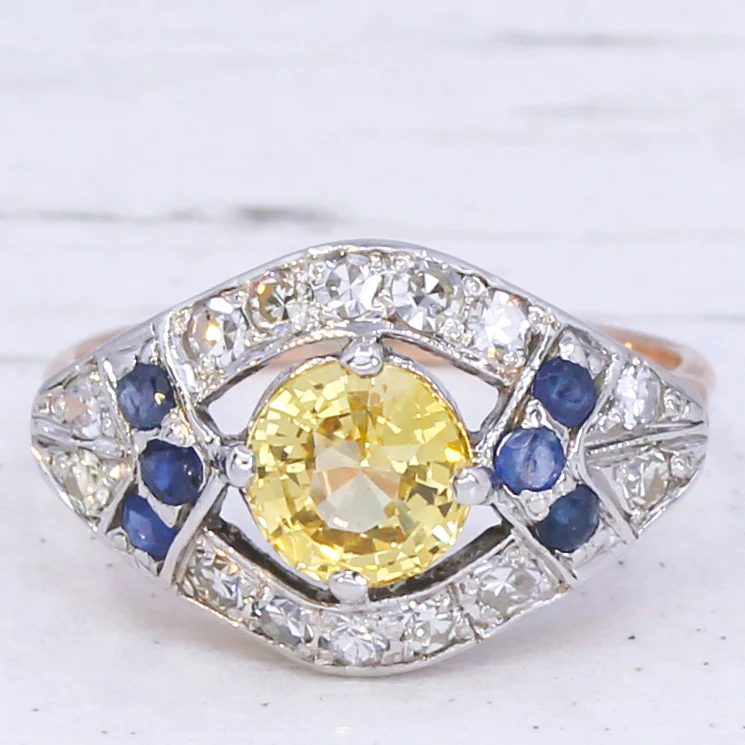 Antique 1.56 Carat Unheated Ceylon Yellow Sapphire Ring, circa 1915 - Image 3