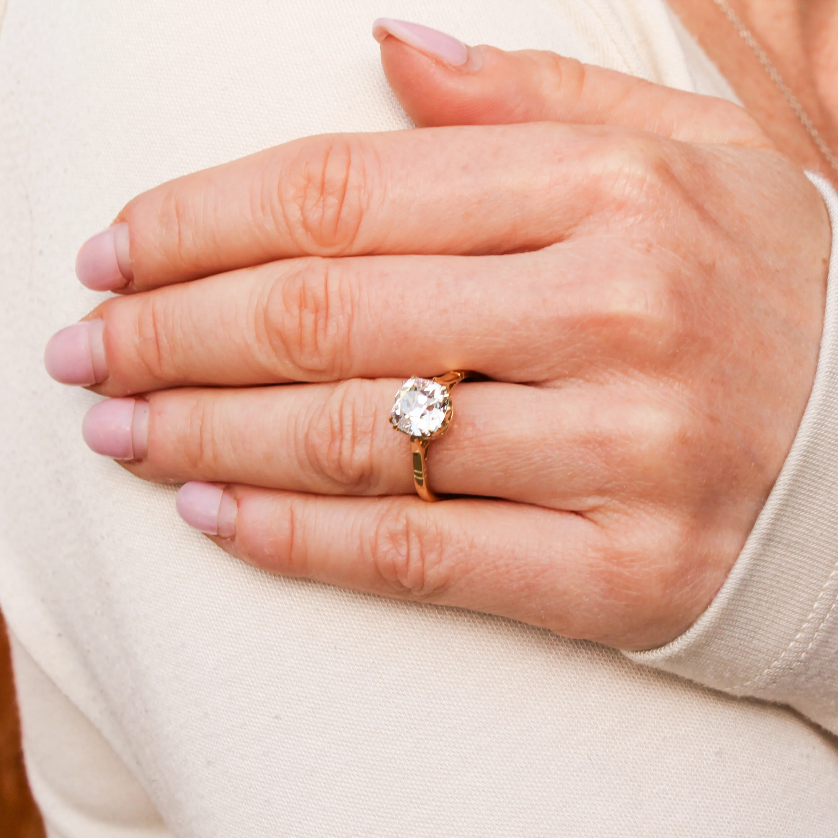 Antique 2.01 Carat Old Cut Diamond Engagement Ring, circa 1920 - Image 6