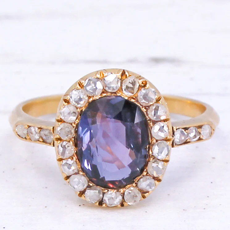 Antique 2.02 Carat Unheated Sapphire & Diamond Ring, circa 1900 - Image 3