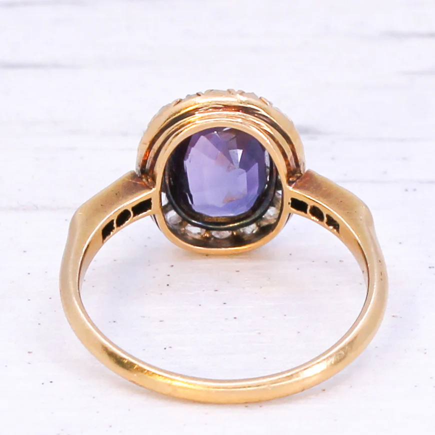 Antique 2.02 Carat Unheated Sapphire & Diamond Ring, circa 1900 - Image 5