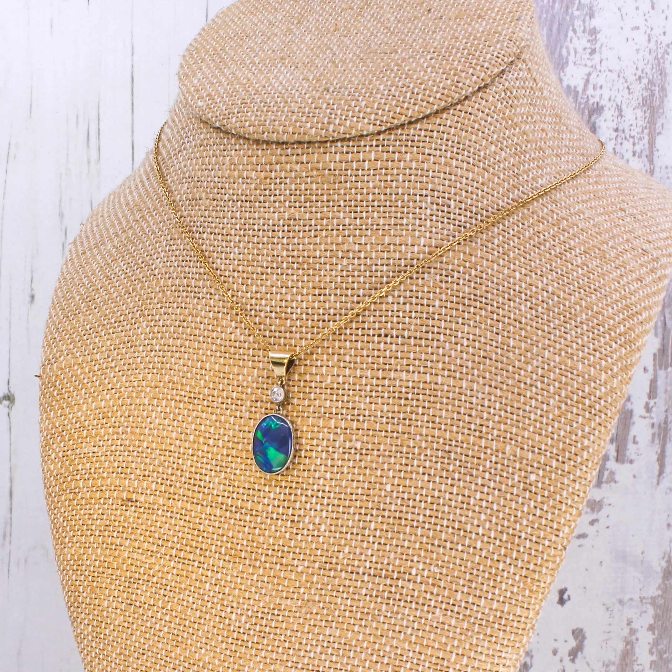 Antique 2.80 Carat Black Opal & Diamond Pendant, circa 1910 - Image 4