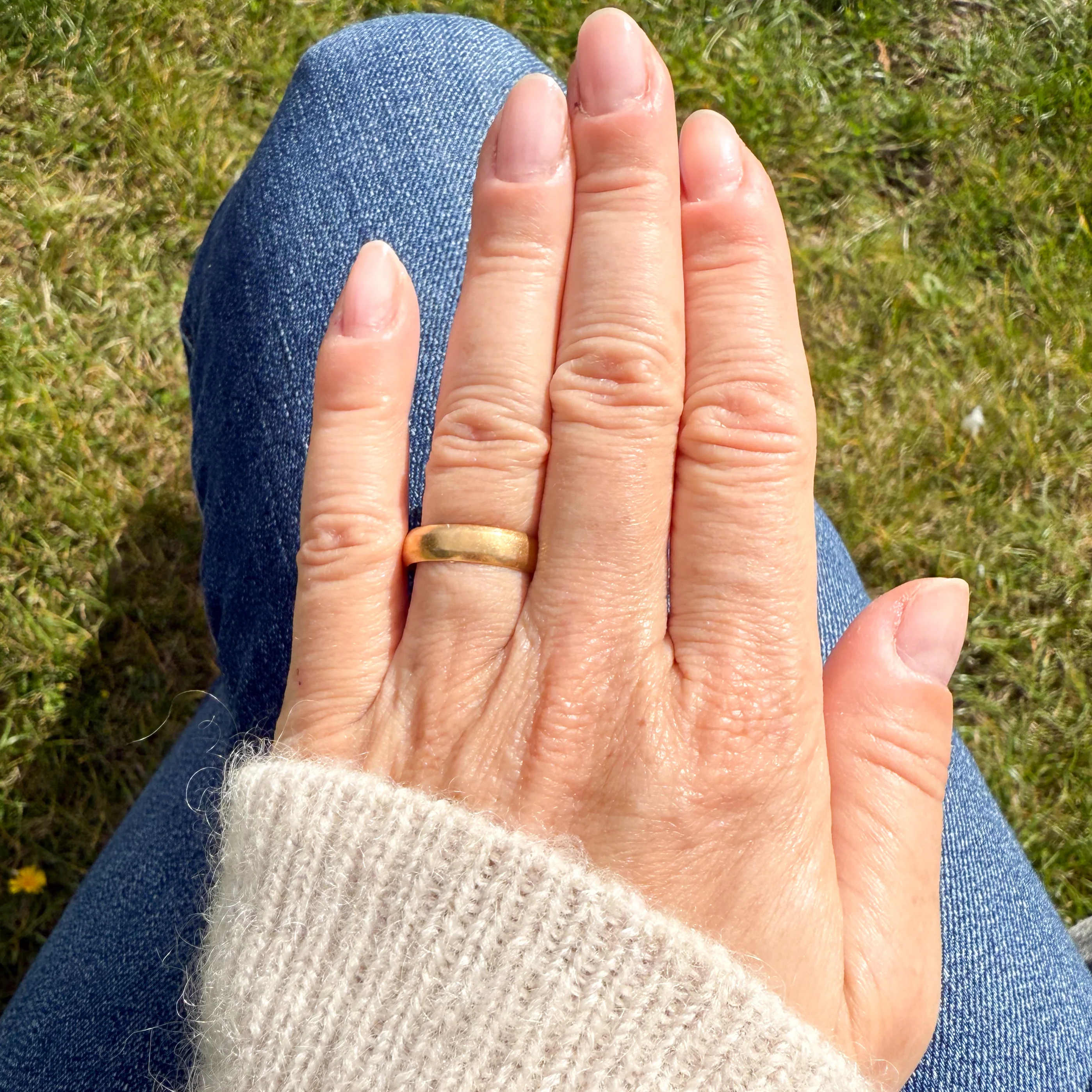 Antique 22k Yellow Gold Wedding Band Ring, dated 1927, size K 1/2 - Image 3
