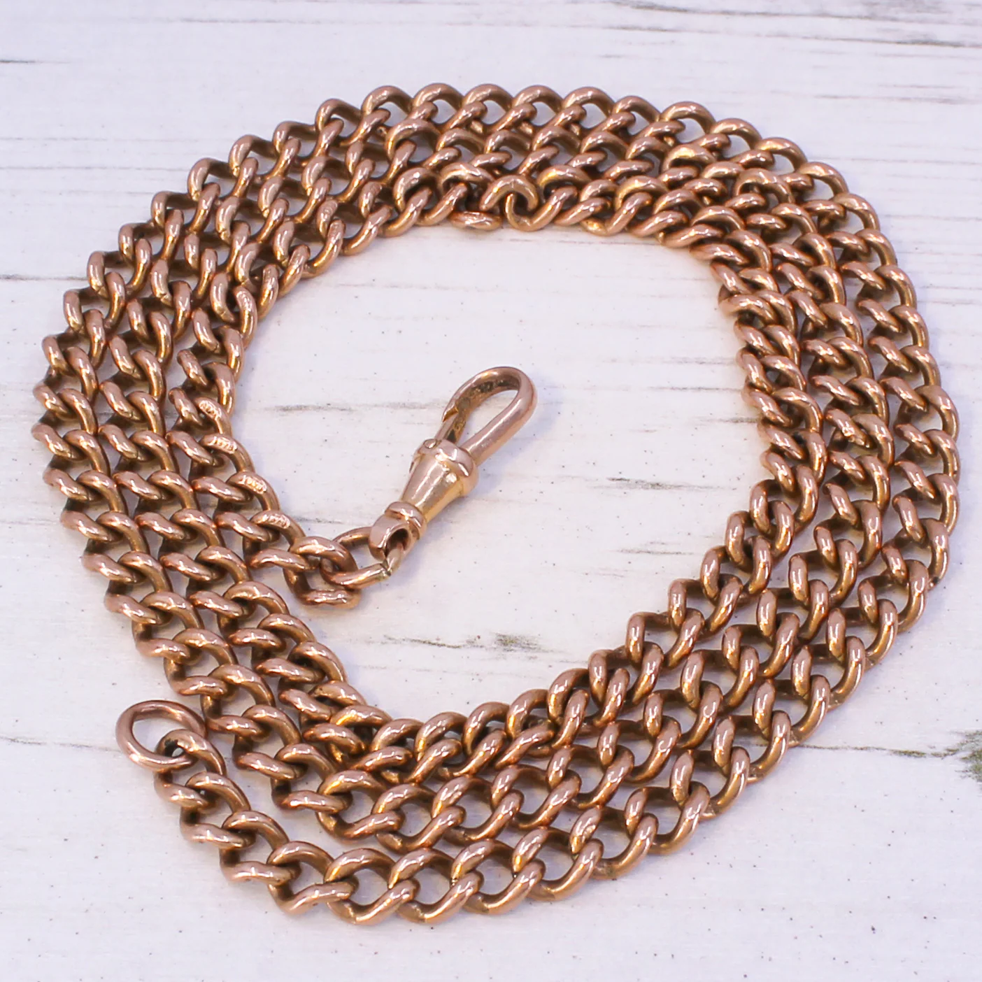 Antique 26 Inch Curb Chain in 9k Rose Gold, circa 1900 - Image 6