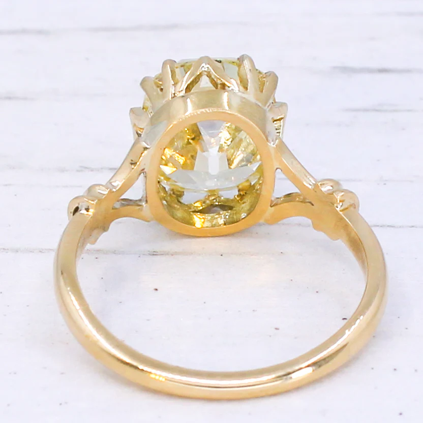 Antique 5.02 Carat Light Yellow Old Cut Diamond Solitaire Ring, circa 1900 - Image 5