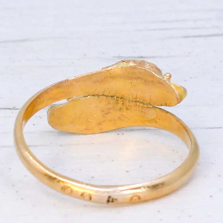 Antique Cat's Eye Chrysoberyl Double Snake Ring, circa 1900 - Image 5
