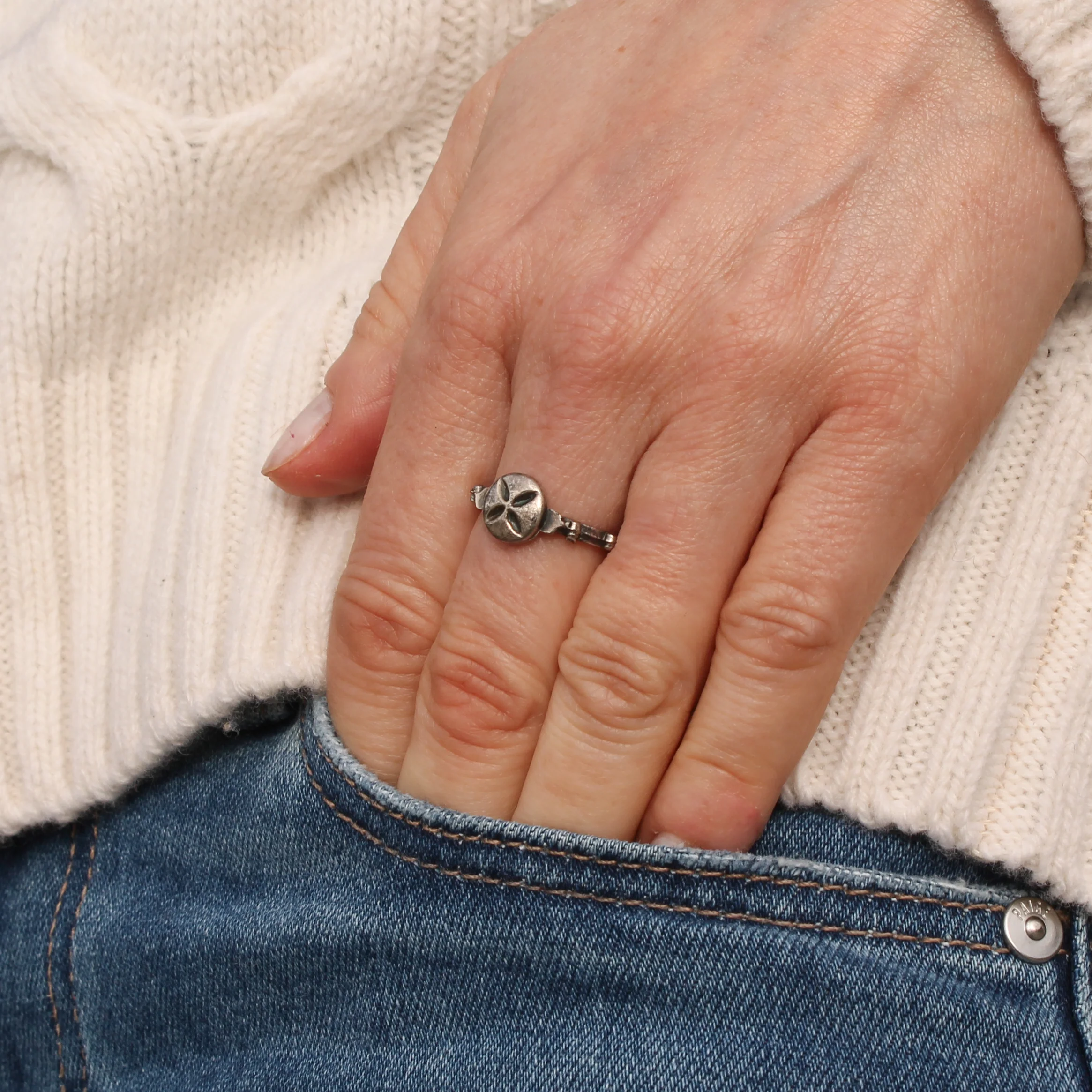 Antique Decade Rosary Ring, 18th Century, size K 1/2 - Image 7