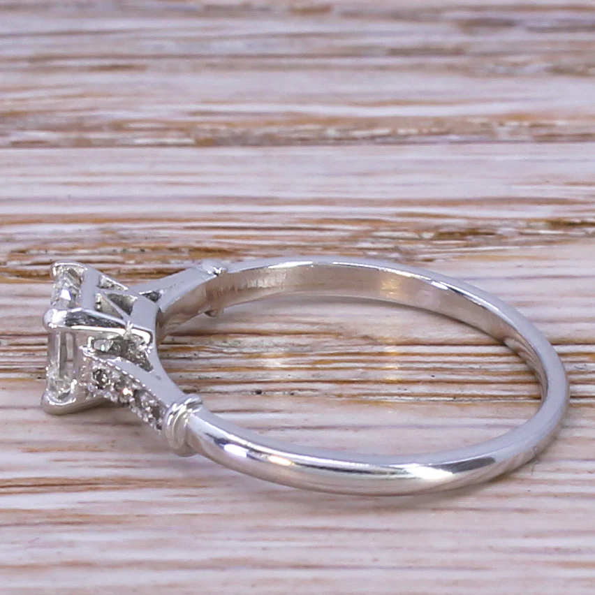 Art Deco 0.52 Carat Square Emerald Cut Diamond Engagement Ring, circa 1925 - Image 4
